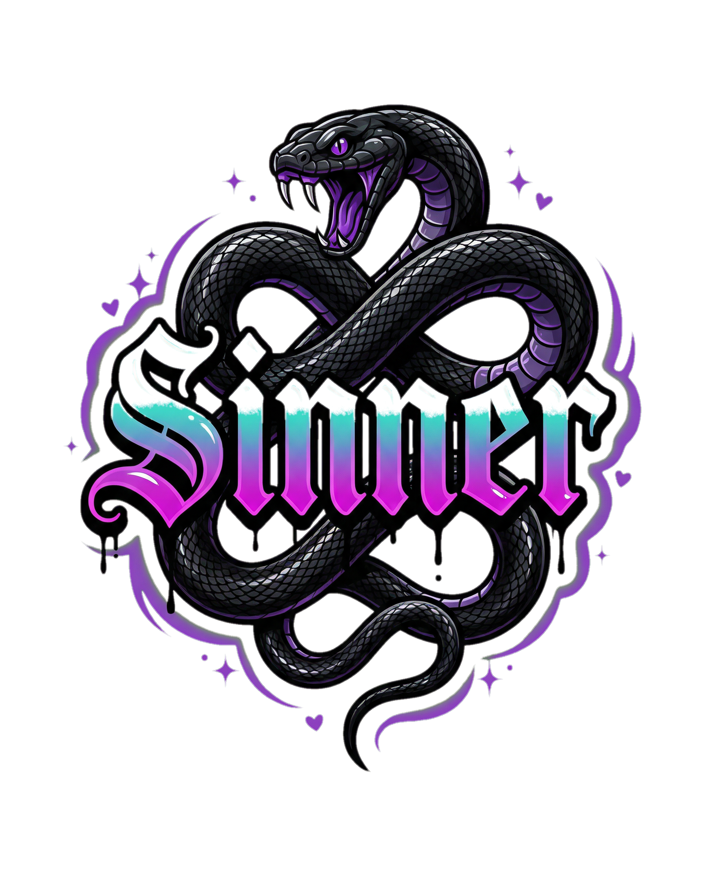 Sinner Snake Sticker — Gothic Serpent Graffiti Art