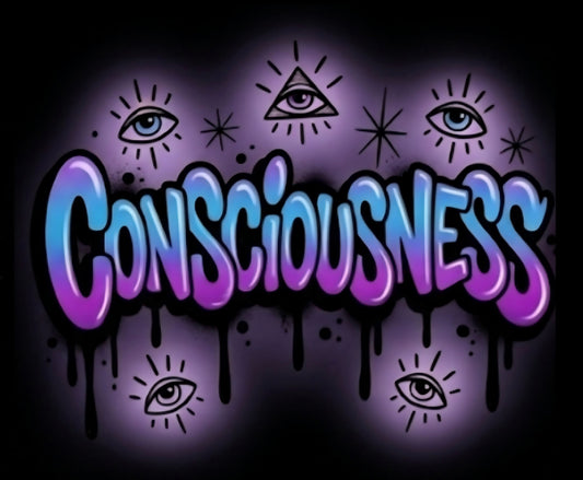 Consciousness purple & blue Sticker — All-Seeing Eye Airbrush Graffiti Art