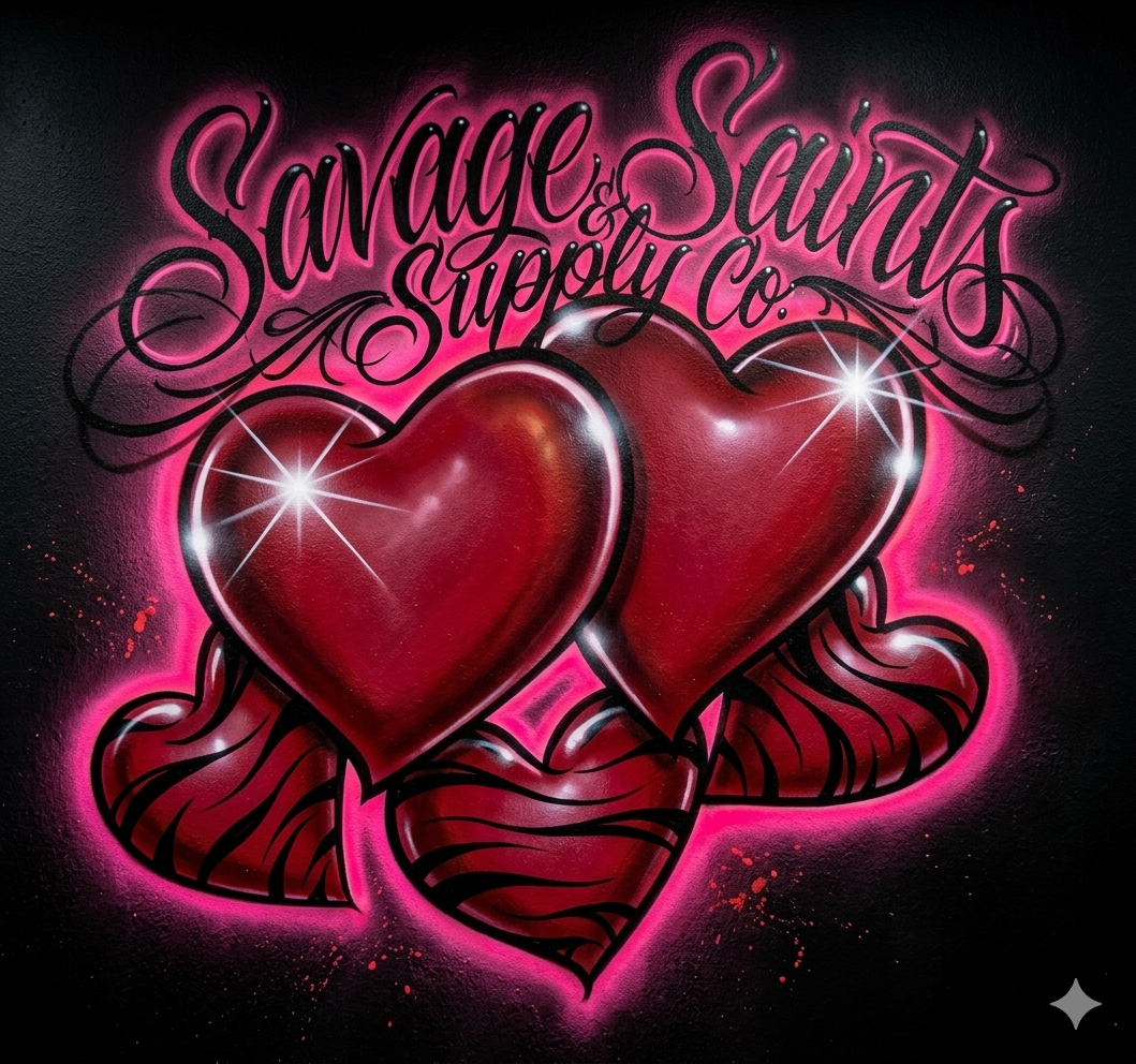 Savage & Saints Supply Co. Hearts T-Shirt — Airbrush Tattoo Streetwear Tee