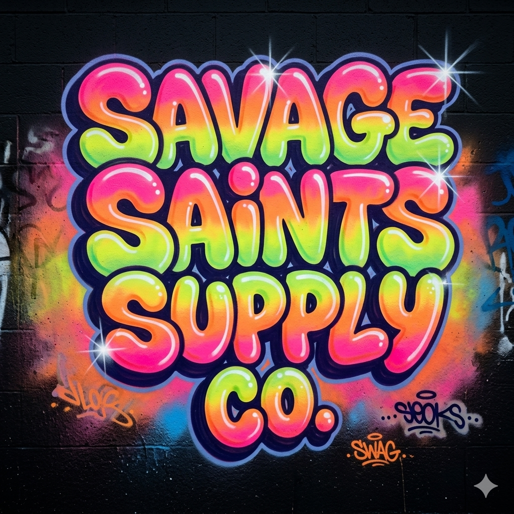 Savage Saints Supply Co. T-Shirt — Neon Bubble Graffiti Streetwear Tee